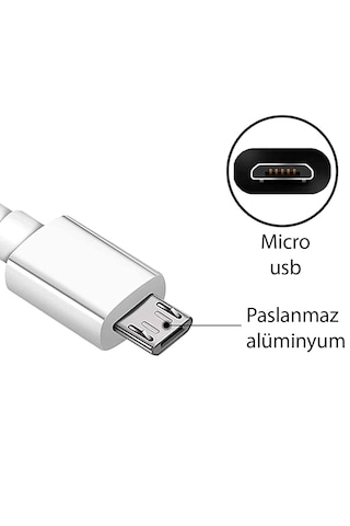Abatech Micro-usb & Usb-a Data Ve Şarj Kablosu Beyaz