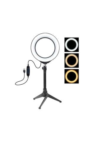 Puluz 6.2cm Pkt3032 Led Işık 16cm Stand Youtubercanlı Yayın Selfie Tiktok Makeup- 5775
