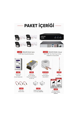 4 Lü Sesli Güvenlik Kamerası 5 Mp Gece Renkli Yüz Ve Araç Tanımalı Full Hd Kamera Sistemi