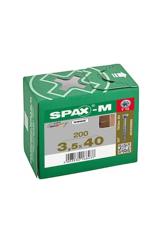 SPAX-M, 3,5 x 40 mm, 200 Adet, Yarım Dişli, Havşa Başlı,