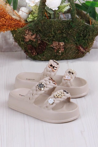 Fort Bella E423 Plaj Deniz Havuz Terliği Hafif Rahat Esnek Kız Çocuk Terlik Bej