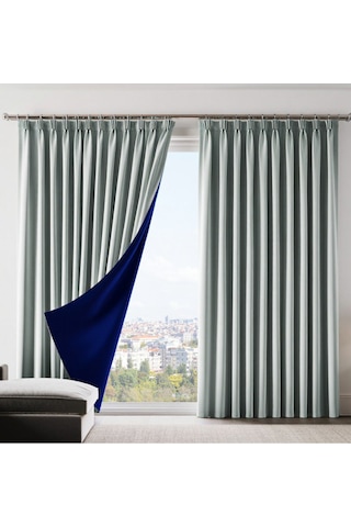 Dauble Blackut Karartma Perde Tek Kanat 1x2 Amerikan Pileli Fon Perde Gri