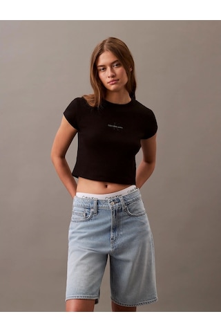 Calvin Klein Kadın Siyah Monogram T-shirt Siyah