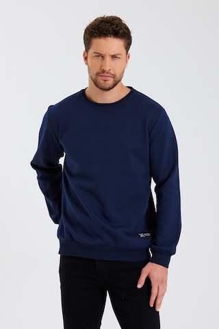 MMetalic Bisiklet Yaka Etiket Detayı İçi Pamuklu Erkek Sweatshirt Lacivert