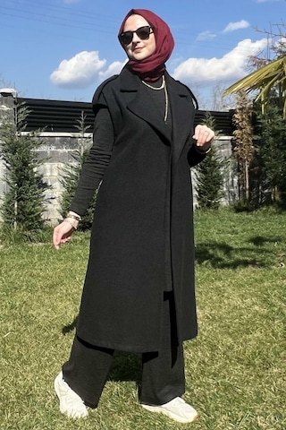 Rabia Şamlı Apoletli Antrasit Yelek Normal