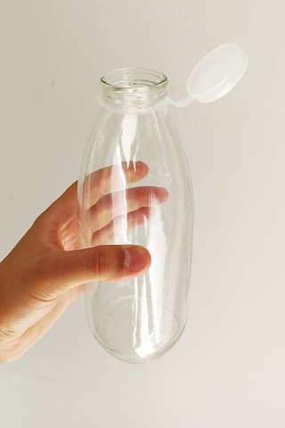 Afracam Süt Ayran Şişesi Şeffaf 1000 Ml Kapaklı Cam Şişe 15 Adet