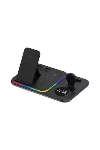 A82 5in1 Telefon Saat Kulaklık Wireless Şarj Cihazı Rgb Işıklı Katlanabilir 30w Kablosuz Şarj