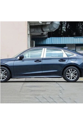 Honda Civic Fe1 2022 Ve Sonrası Uyumlu Paslanmaz Krom Alt Cam Çıtası 8 Parça