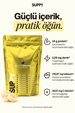 Suppy Smooth Banana Muzlu Proteinli Öğün Tozu 600 G Muz