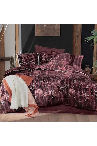 Doryana King Size Battal Boy %100 Pamuk Flanel Pazen Nevresim Takımı Bordo Kahverengi