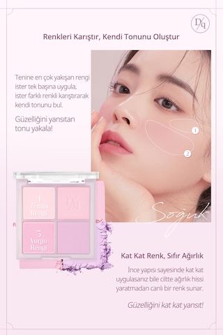 Dasique Karıştırılabilir Renklere Sahip 4 Lü Allık Paleti Blending Mood Cheek 02 Cool Blending 02 Cool Blending