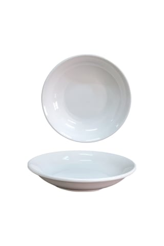 %100 Kırılmaz 12'li Melamin Çukur Yemek Tabağı - 19 Cm Derinlik 3,5 Cm Beyaz Makinede Yıkanır Beyaz