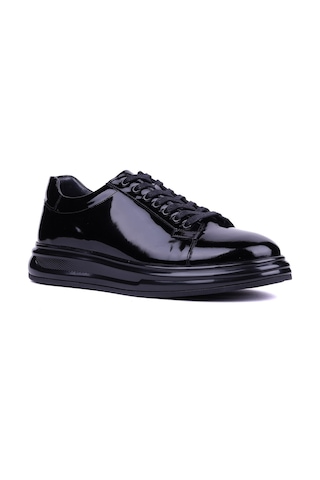 Fosco - Hakiki Rugan Deri Siyah Renk Erkek Sneaker - 3240-1521 Siyah
