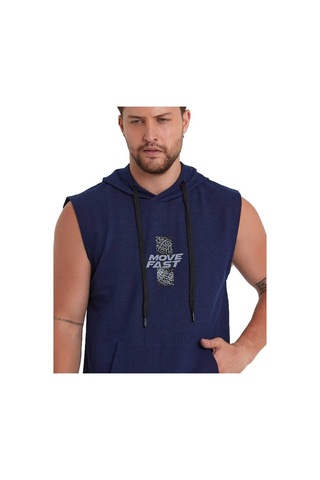 Adams Erkek Kapüşonlu Kanguru Cepli Kolsuz Sweatshirt 001