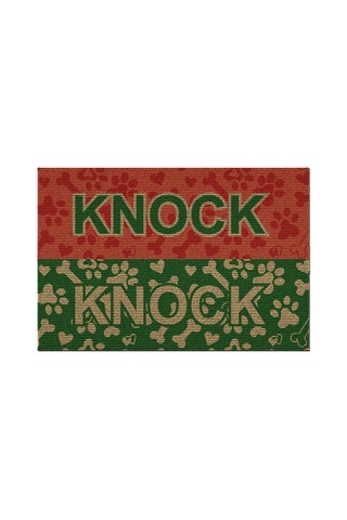 Decovetro Renkli Kapı Önü Halı Paspas Knock Knock Pati Desenli 40 X 60 Cm Çok Renkli