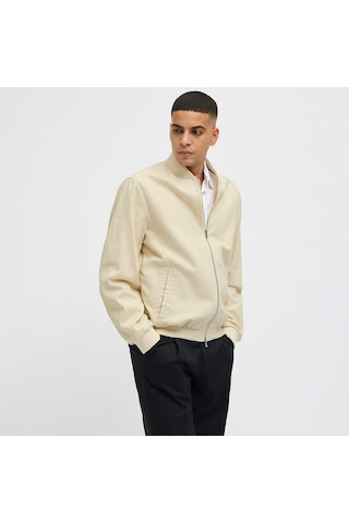 Jack&jones Blaleister Linen Blend Bomber Erkek Bej Klasik Yaka Ceket Bej-1