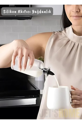Silikon Akıtıcı Yağlık Sirkelik Şişe Tıpası Evrensel Ağız Tipi Siyah Siyah