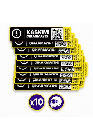 10'lu Paket Meo Qr Kodlu Kask Acil Durum Bilgileri Etiketi Kask Etiketi