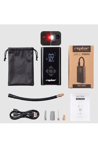 Raptor D17-01 Taşınabilir Şarjlı Hava Pompası Kompresör Hava Pompası Elektronik Pompa Led Işıklı