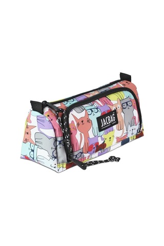 Jacbag Prıme Xl-lastik Ayraçlı İki Bölmeli Kalem Kutusu Sarı Kedi Genel