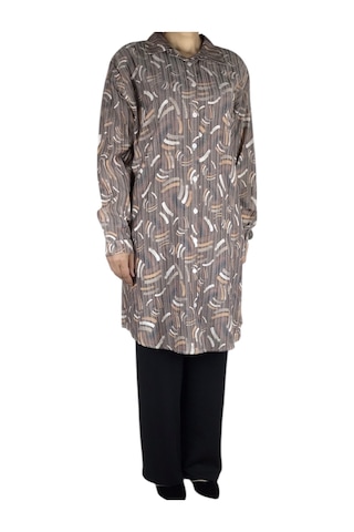 Kadın Önü Düğmeli Yakalı Kol Manşetli Gömlek Vizon