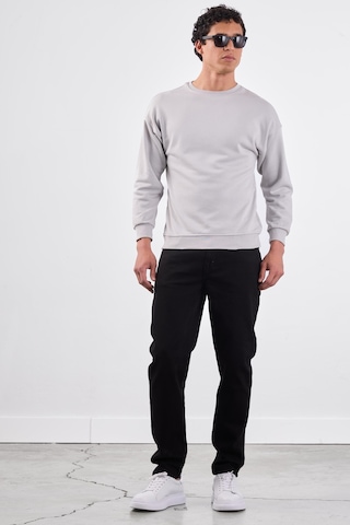 Dufy Açık Gri Bisiklet Yaka Regular Fit Erkek Sweatshirt Gri