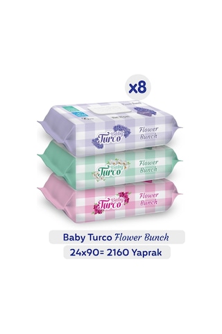 Baby Turco Flower Bunch Islak Havlu 24X90 (2160 Yaprak)