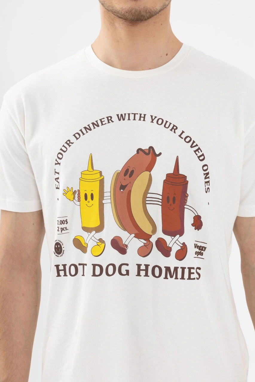 Erkek Kısa Kollu Pamuklu Sosis Baskılı Şortlu Takım Ko60102 Kiremit