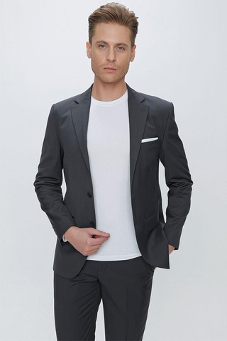 Efor Slim Fit Klasik Mono Yaka Klasik Antrasit Takım Elbise Tk 2021 Antrasit