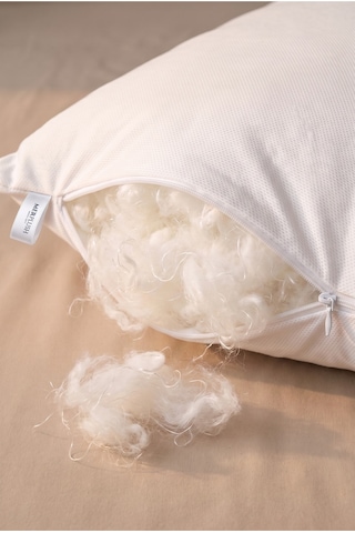 Silikonize Elyaf Yastık 50x70 Cm 1000 Gr Fermuarlı Yıkanabilir Vakumlu Paket Beyaz 1000 Gr