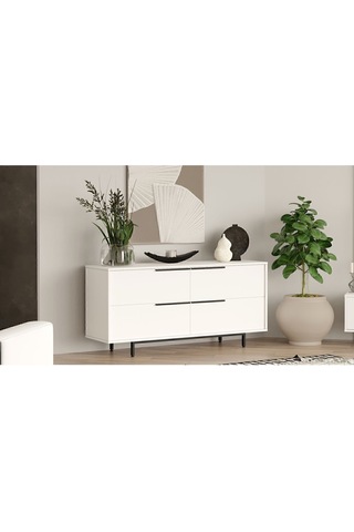 Bohem Konsol 160cm 4 Kapaklı Metal Ayaklı Beyaz Boh3-w Beyaz