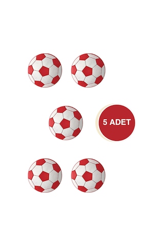 5 Adet Futbol Topu Çocuk Odası Mobilya Kulbu Seti - Polyester - Tek Vidalı Dolap Ve Çekmece Kulpları Kırmızı