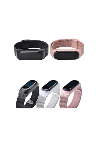 Ekılıf - Xiaomi Mi Band 3 Uyumlu - Kordon Metal Kordon Krd-06 - Gümüş