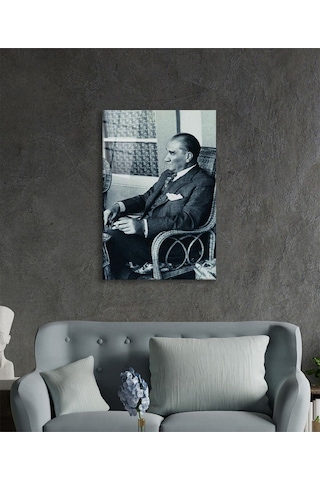 Atatürk Portresi Cam Tablo Evlika, Ev Ve Ofis Duvar Dekoru, Hediyelik Büyük Temperli 4 Mm Cam Tablo Evlika