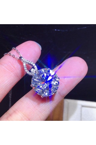 Pomoiii 6.5 Karat Yuvarlak Moda Kolye Kadınsı Kolye Klavikula Zinciri Güzel Takı Beyaz