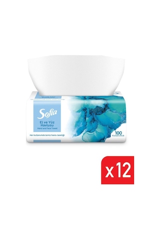 Sofia El ve Yüz Havlusu 100'lü 12 Paket