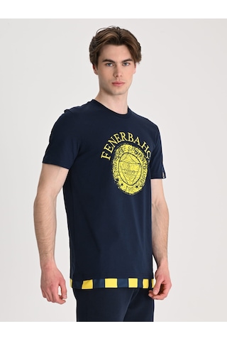 Fenerbahçe Lacivert Tribün Tek Renk Logolu Erkek Tshirt Fb Laci Yeni