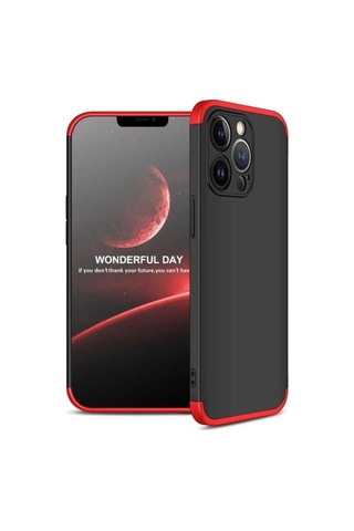 Apple Uyumlu iPhone 13 Pro Max Kılıf Zore Ays Kapak Siyah-Kırmızı