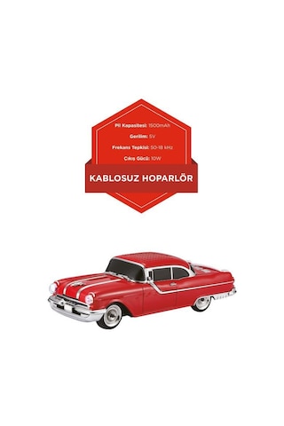 Torima D87 Bluetooth Hoparlör Retro Klasik Araba Tasarımlı 10w Fm Usb Selfie Speaker Kırmızı