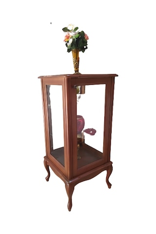 Bengimobilya Gümüşlük Kare Model 98 Cm Parlak Ceviz Boya Kayın Lükens Aslan Ay