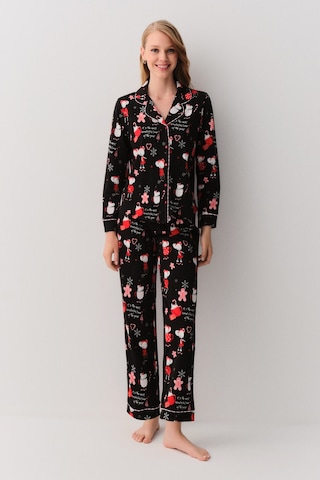 Suwen Lulusu Maskülen Pijama Takımı Sh26259660b911 Siyah Desenli