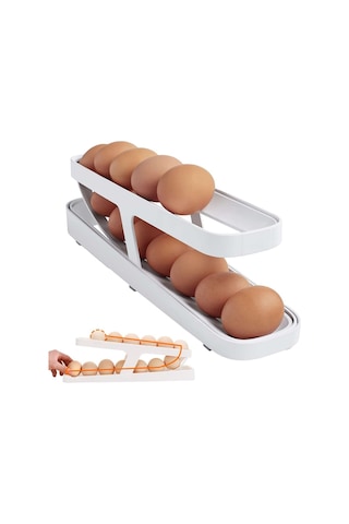 Yumurta Tutucu Buzdolabı Yumurta Tepsisi, Buzdolabı Düzenleyici, Otomatik Yuvarlanan Yumurta Tutucu 2 Katmanlı Otomatik Yuvarlanan Yumurta Dağıtıcı Yumurta Dağıtıcı Yumurta Saklama