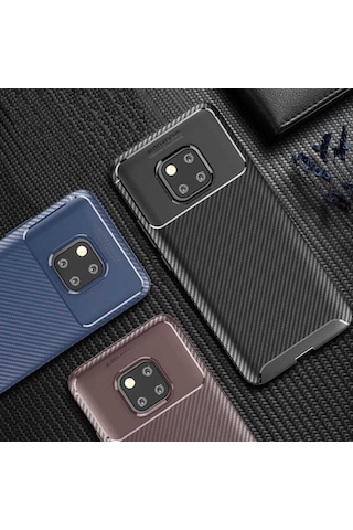 Huawei Mate 20 Pro Kılıf Karbon Silikon Case