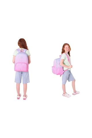 Kaukko Nokta Desenli Pembe Kız Çocuk Okul Çantası Ve Kalemlik Seti Kk - K1803+kk - K2714 Pembe