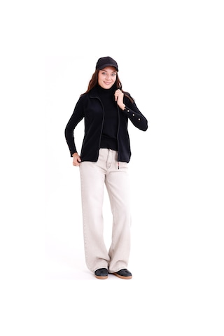 Monox Kadın Slim Fit Tam Fermuarlı Polar Yelek Siyah
