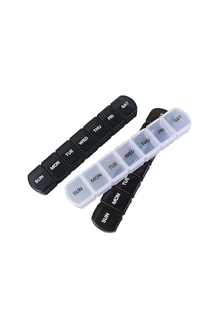 Plastik Kapsül Düzenleyici Ayrı Bölmeler İlaç Kutuları Seyahat Hap Kutusu Mini Dağıtıcılar 7 Günlük Hap Saklama Kutusu Siyah,