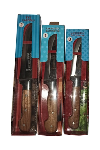 Lazoğlu 3 Lü Kasap Bıçak Seti Ahşap