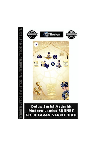 Delux Serisi Aydınlık Modern Lamba Sünnet Gold Tavan Sarkıt 10lu Altın