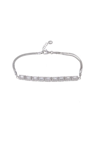 Baget Taşlı Yarım Tur 925 Ayar Gümüş Kadın Bileklik Gümüş