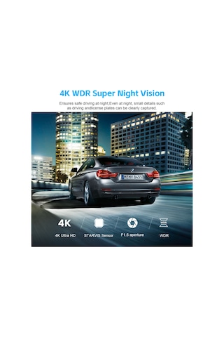 V26c 4k Wifi Araç Kamerası Çift Kamera, Gece Görüşü, Gps Ve G-sensör Desteği